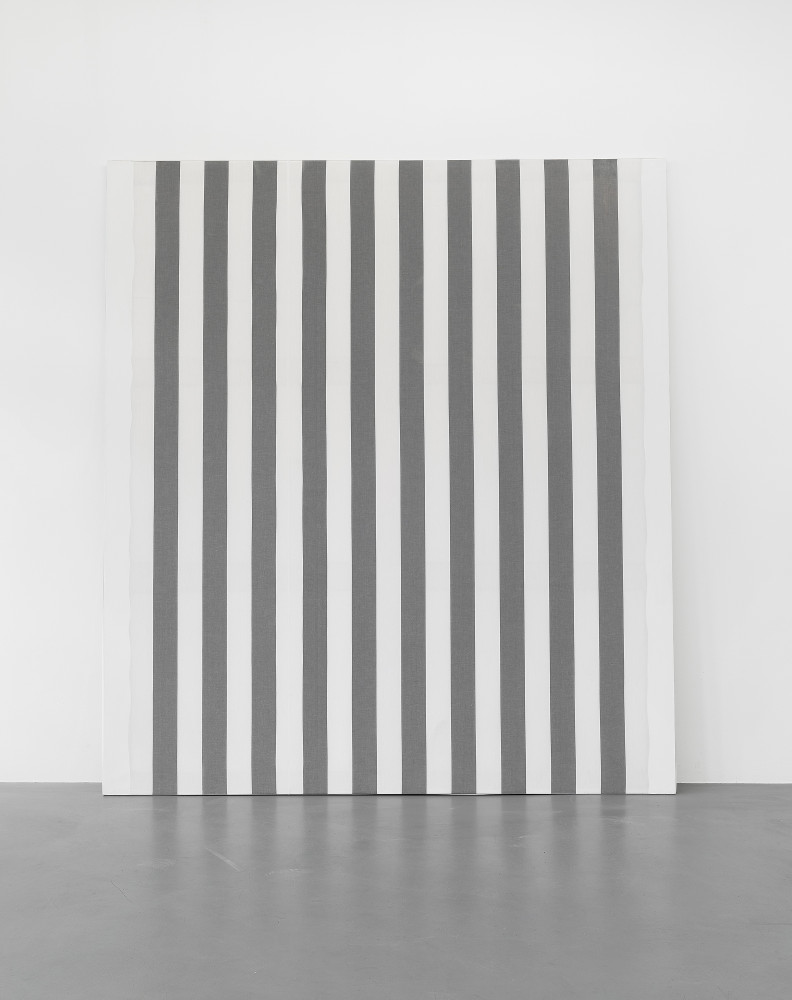 Daniel Buren, ‘Peinture acrylique blanche sur tissu rayé blanc et noir’, 1966, Acrylic on awning fabric