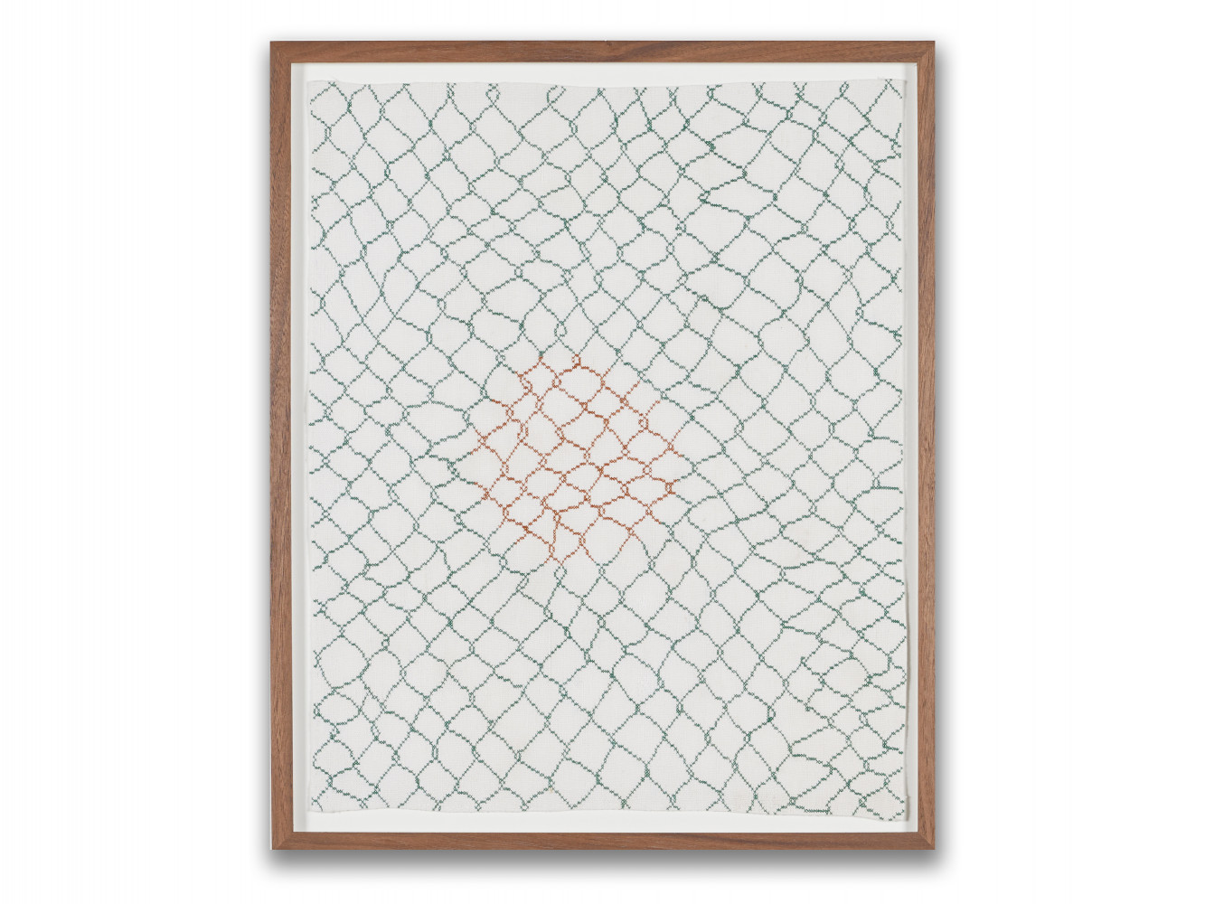 Des Hughes, ‘Holes in the Fence’, Cotton silk stitch on linen