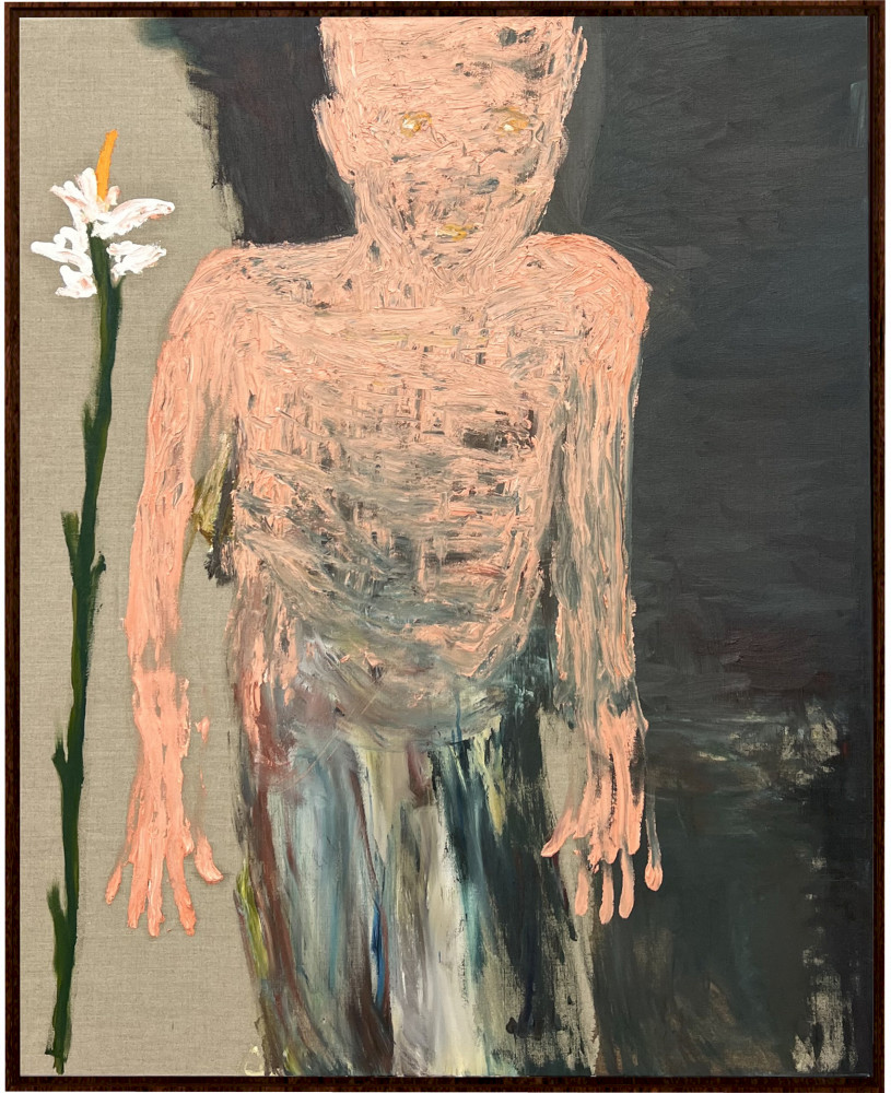 Pedro Cabrita Reis, ‘Flower with a Figure (The Age of Decay, 4th series 3/10)’, 2023, Oil on raw canvas