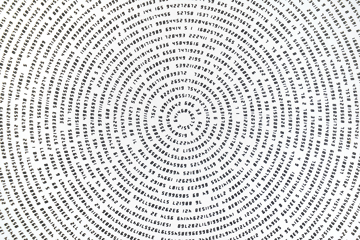 Tatsuo Miyajima, ‘Innumerable Counts Circle - digital font (detail)’, 2017, computer print on paper, unique