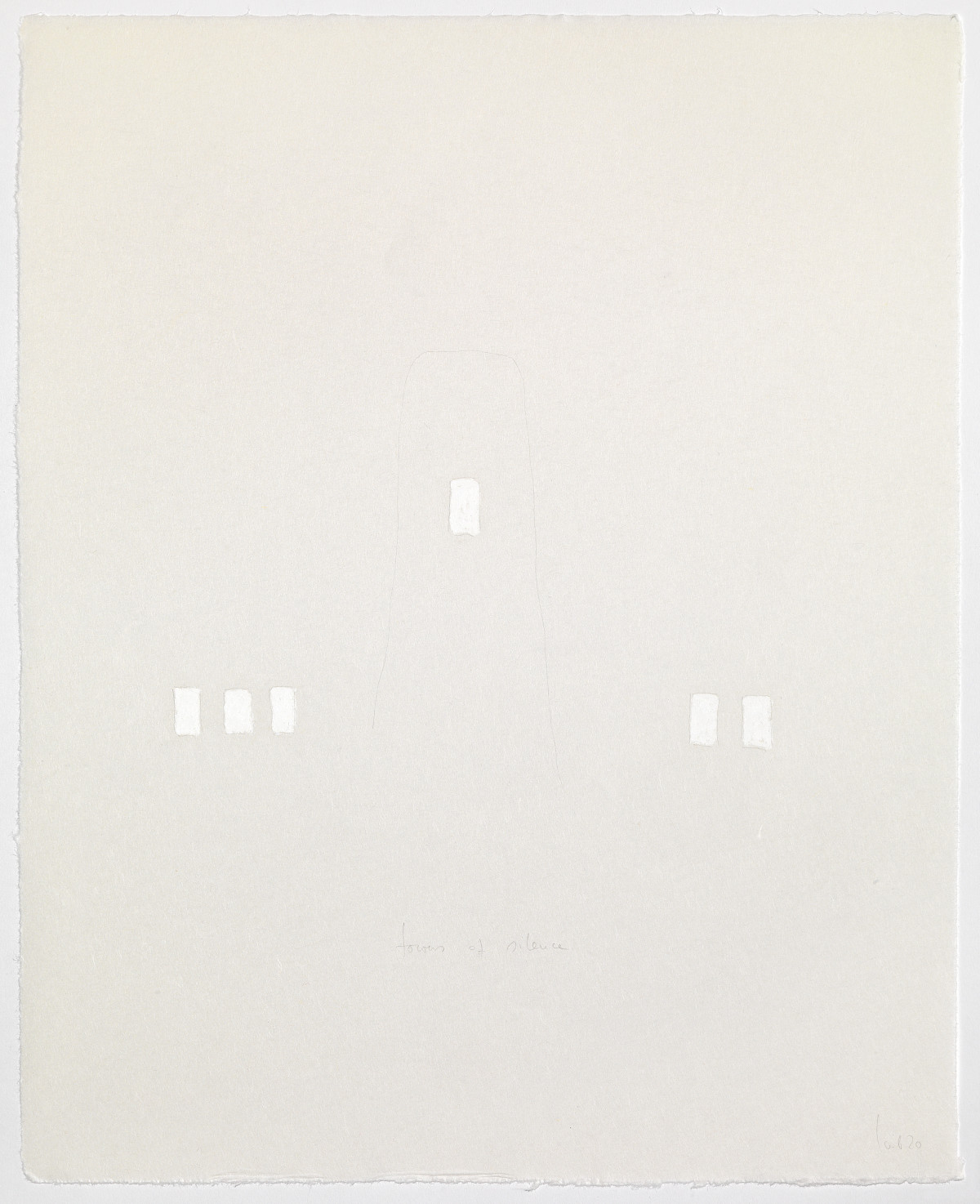 Wolfgang Laib, ‘Towers of silence (nr. 4)’, 2020, White oil pastel and pencil on japanese paper 