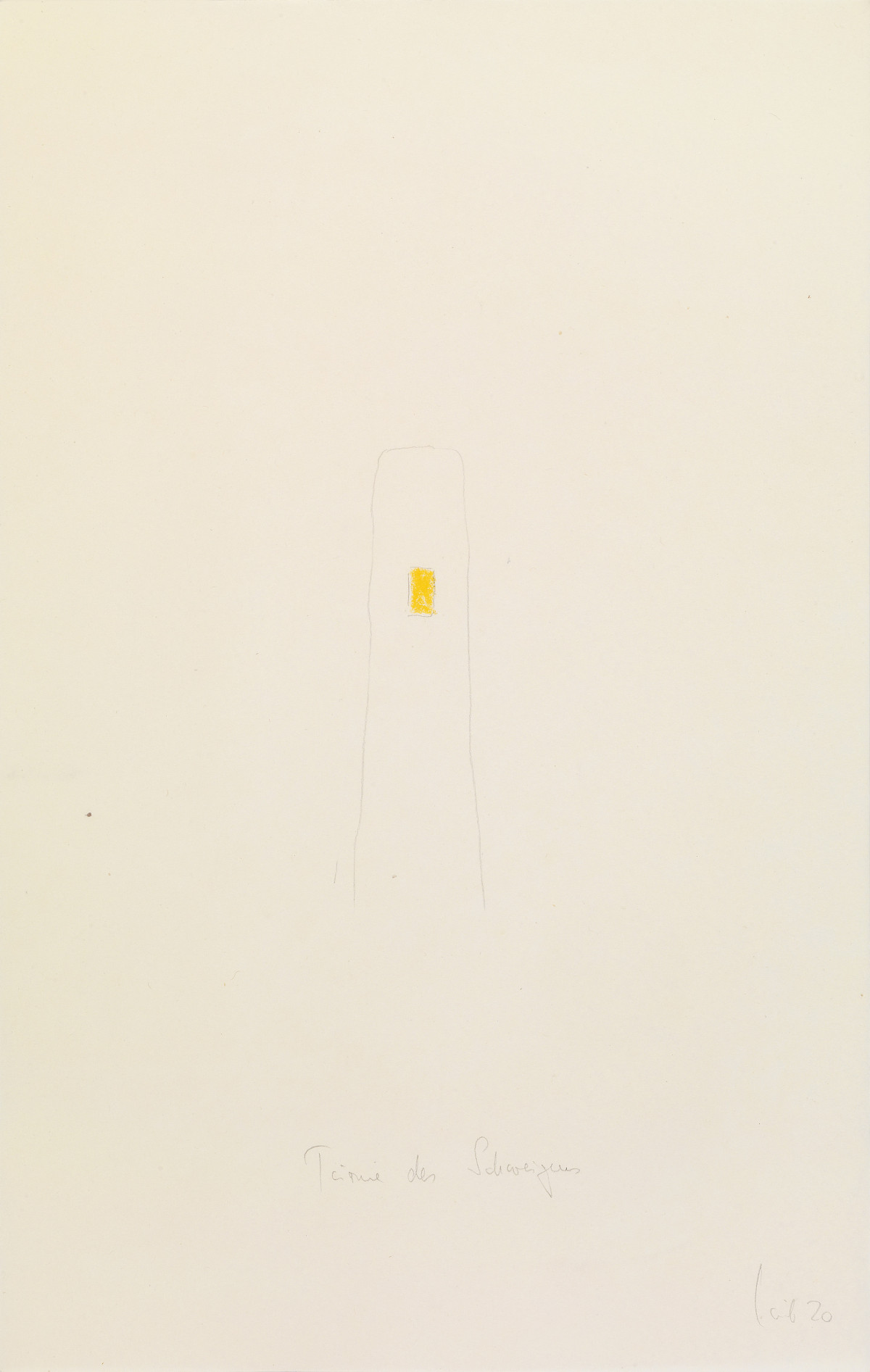 Wolfgang Laib, ‘Towers of silence (nr. 7)’, 2020, Yellow oil pastel and pencil on Burmese paper 