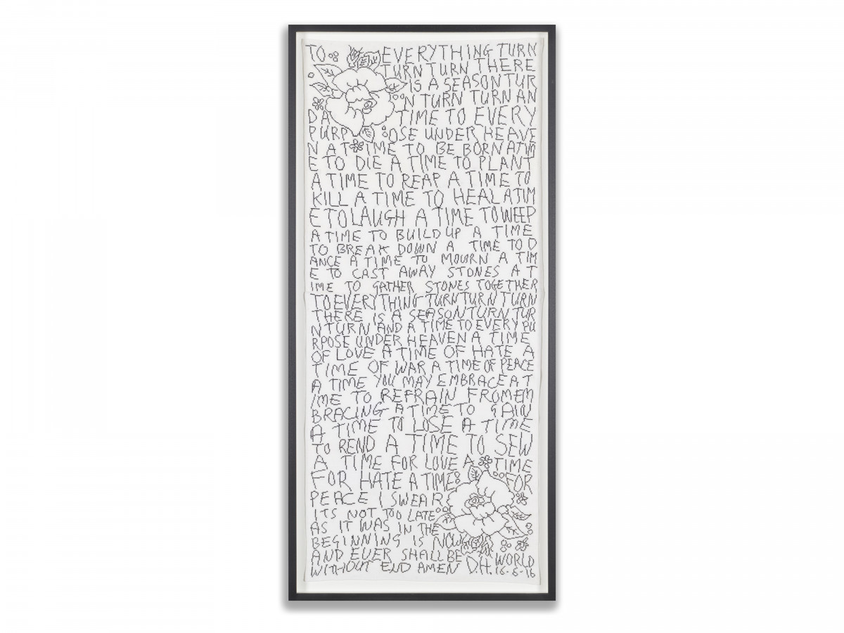 Des Hughes, ‘Turn Turn Turn’, 2016, Cotton cross-stitch on linen