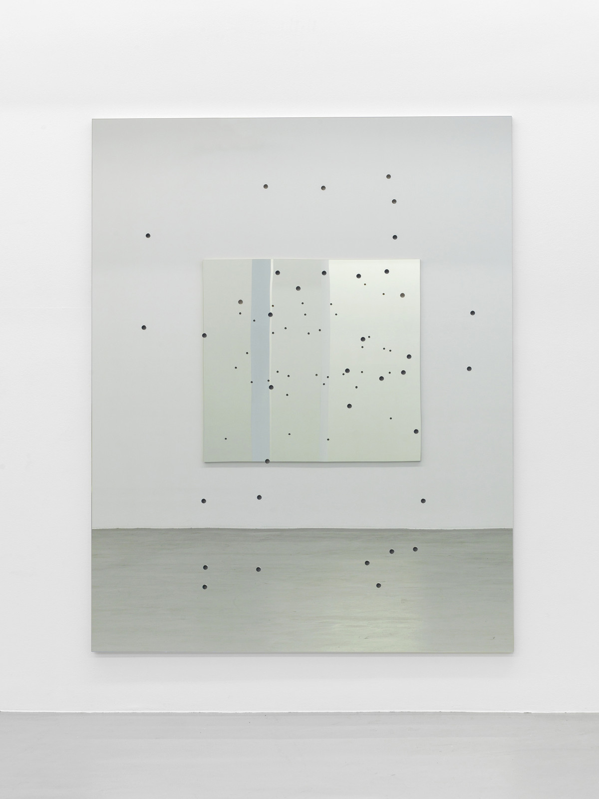 Alberto Garutti, ‘Cortile di casa, balcone con N. In alto rettangolo imperfetto di cielo’, 1992-2015, perforated mirror, wood