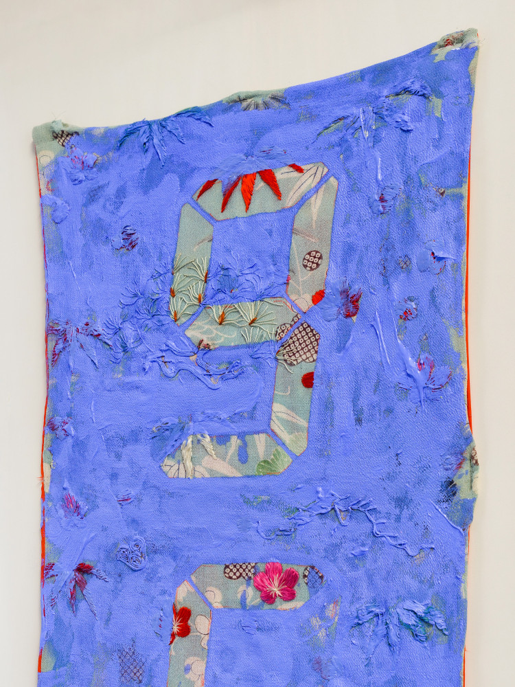 Tatsuo Miyajima, ‘Counter Painting on Kimono Sode - Blue Violet (detail)’, 2013–2013, Liquitex, Permanent Blue Violet on Japanese Kimono Sode (about 1884)