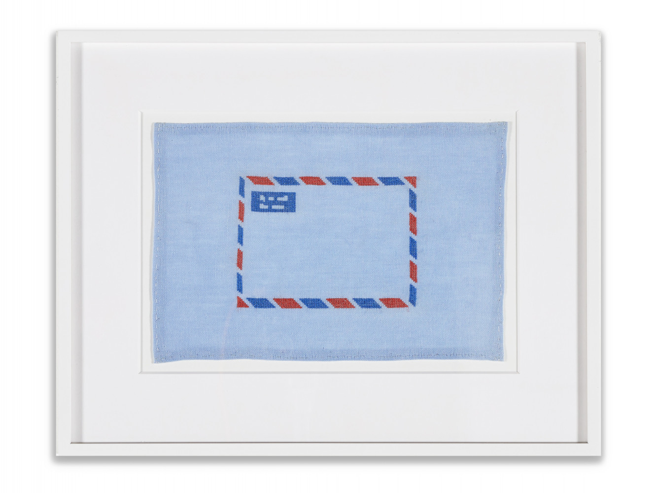 Des Hughes, ‘Airmail’, 2018, Cotton cross-stitch on dyed linen