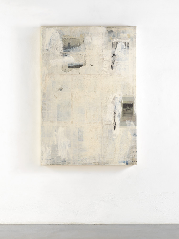 Lawrence Carroll, ‘Untitled (Newspaper painting)’, 2018, Wandfarbe, Wachs, Zeitung auf Leinwand auf Holz