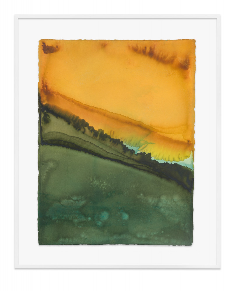 Jason Martin, ‘Alentejo Primavera (Golden yellow/Olive)’, 2022, Cold process dye auf Aquarellpapier