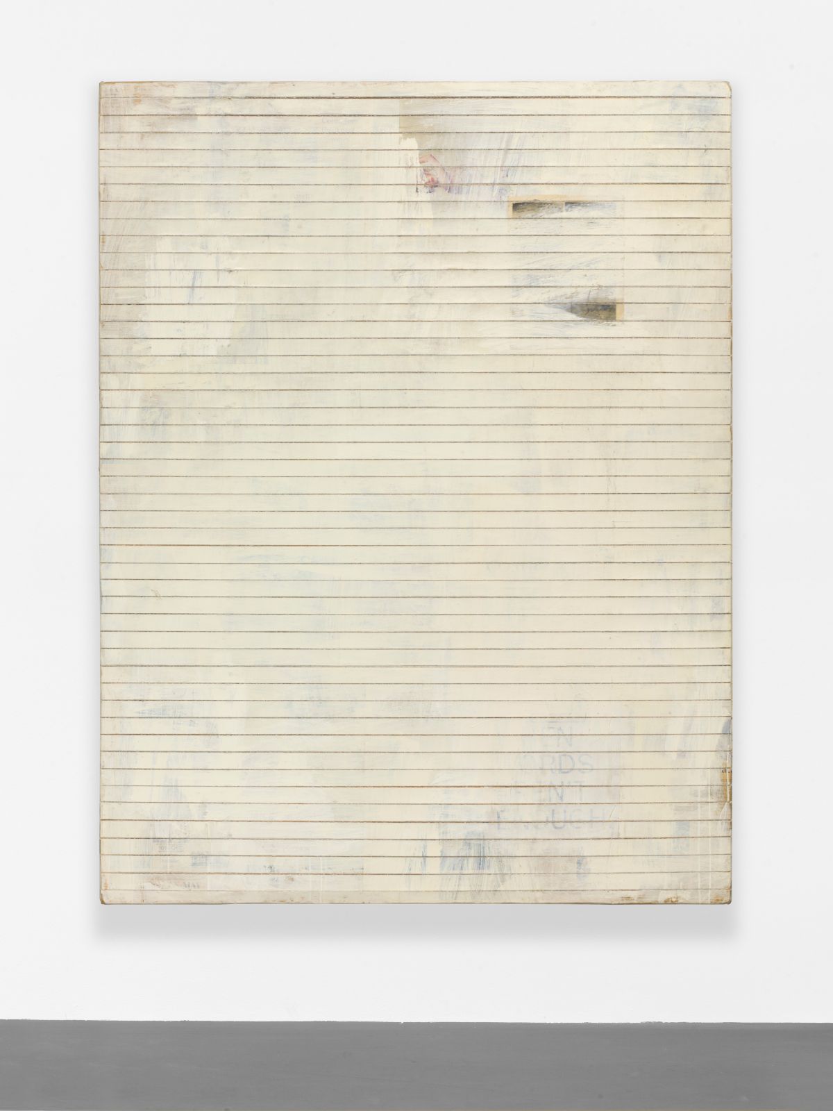 Lawrence Carroll, ‘Untitled (cut painting, white)’, 2016, Öl, Wachs, Wandfarbe, Zeitungspapier, Heftklammern, Leinwand auf Holz