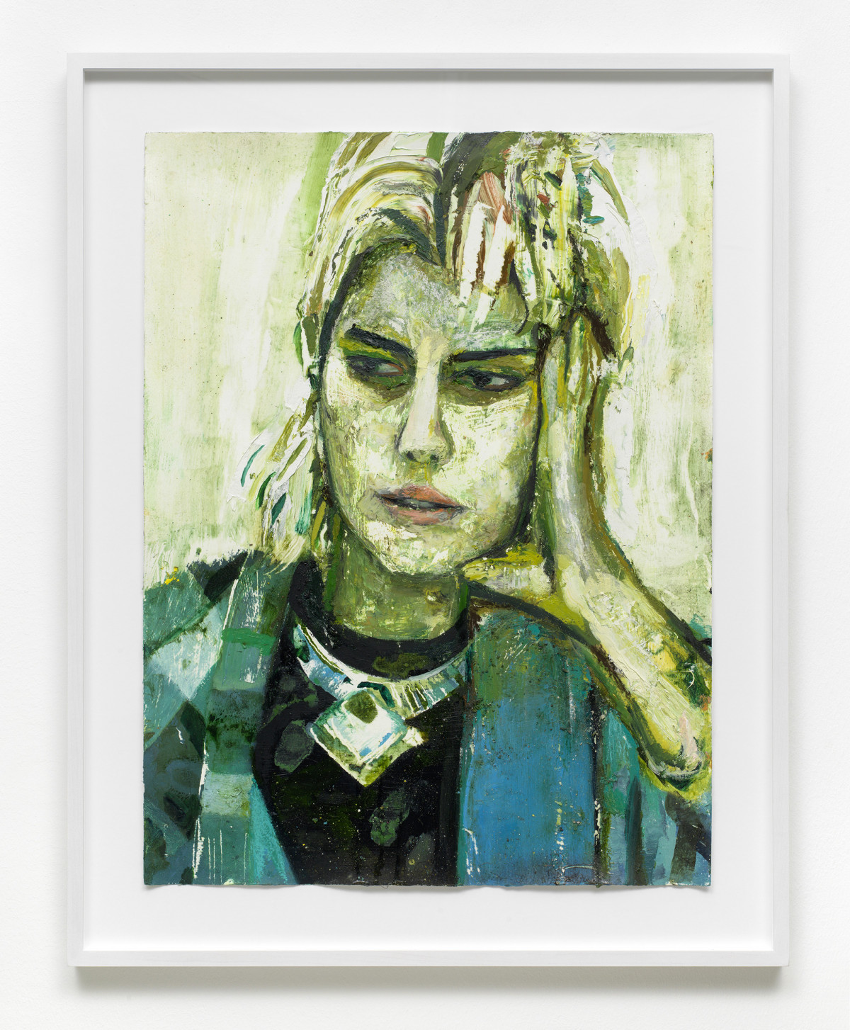 Raffi Kalenderian, ‘Alison (Turquoise)’, 2014, Oil and pastel on paper